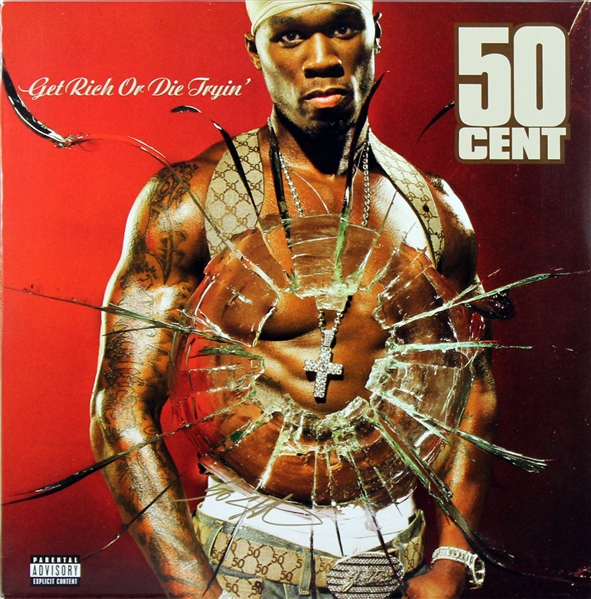 50 Cent Signed "Get Rich Or Die Tryin" Vinyl Album Cover (BAS/Beckett)