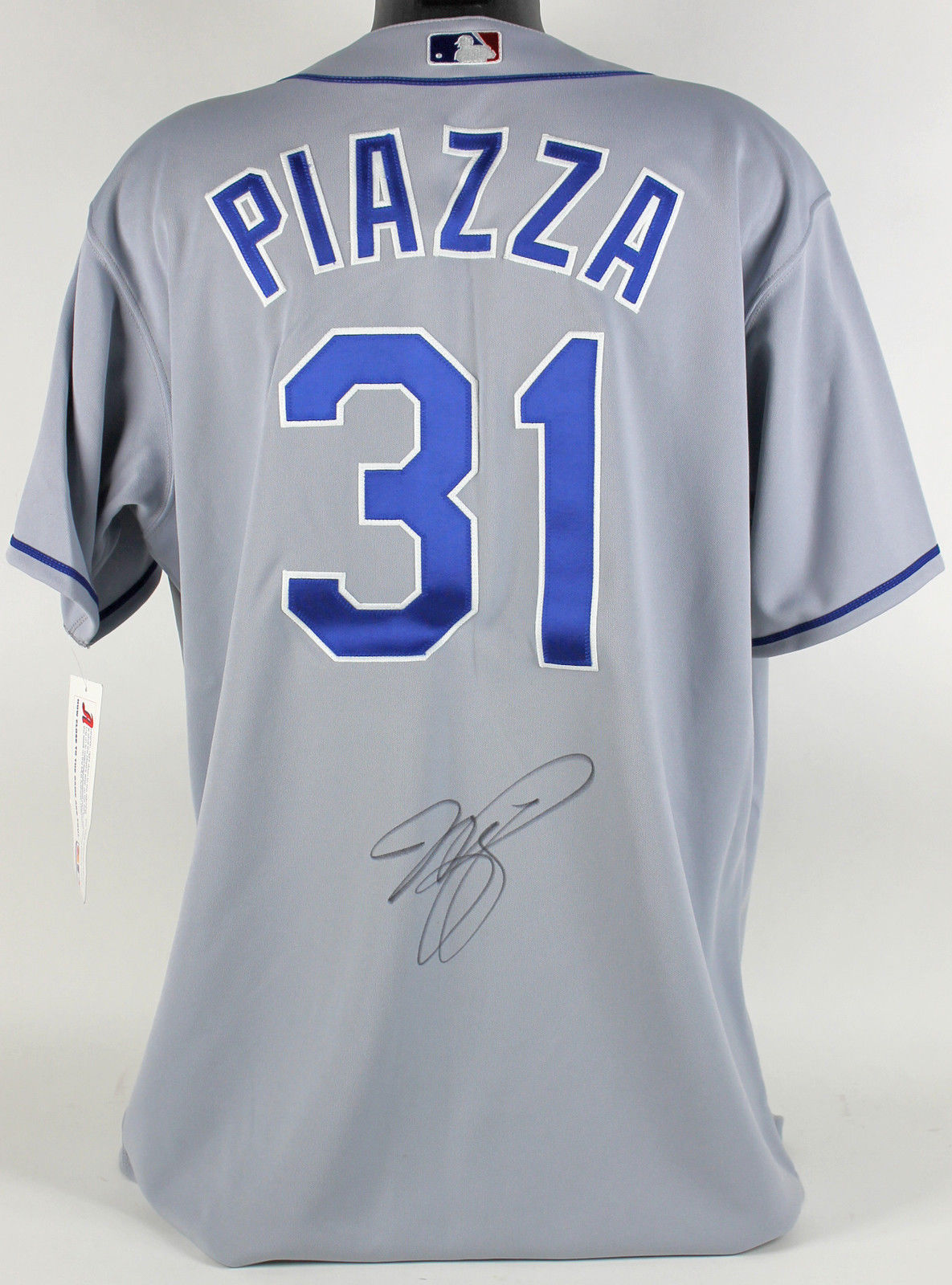 Mike Piazza Autographed Los Angeles Dodgers Signed Majestic Gray