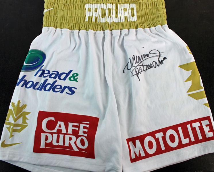 Lot Detail - Manny Pacquiao Signed Pro Style Boxing Trunks (PSA/DNA)