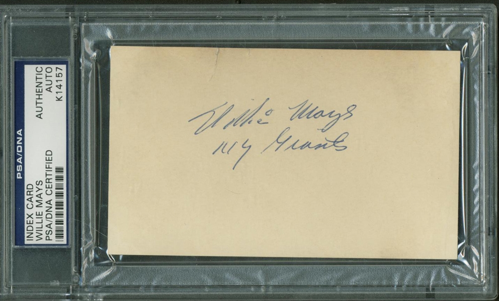Willie Mays Vintage Signed & Inscribed 3" x 5" Album Page (PSA/DNA)