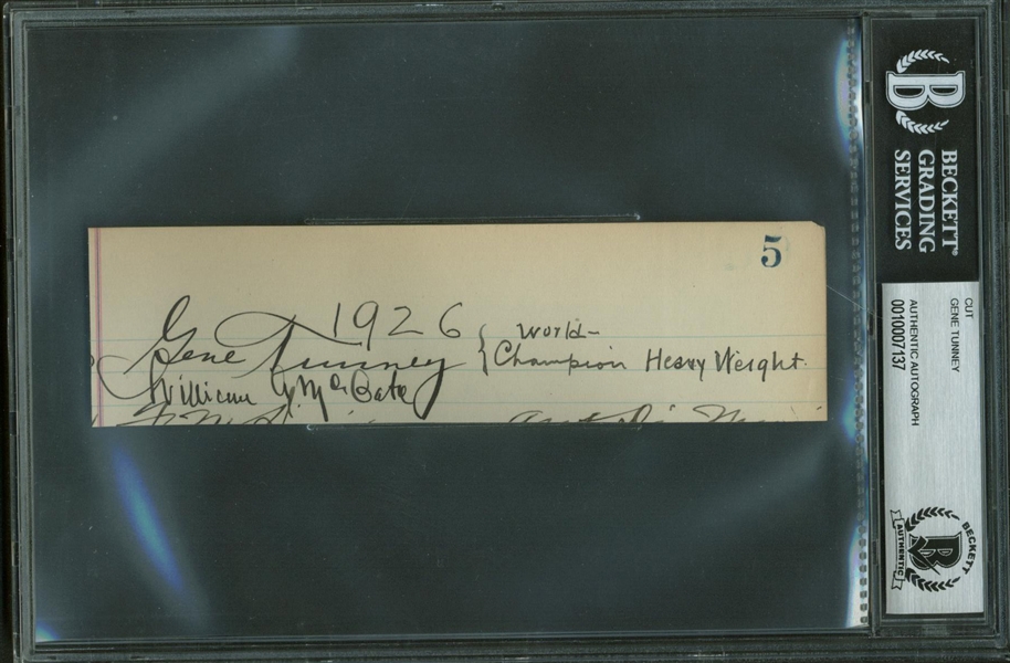 Gene Tunney Vintage Signed 1926 Album Page w/ "World Champion, Heavy Weight" Inscription! (Beckett/BAS)