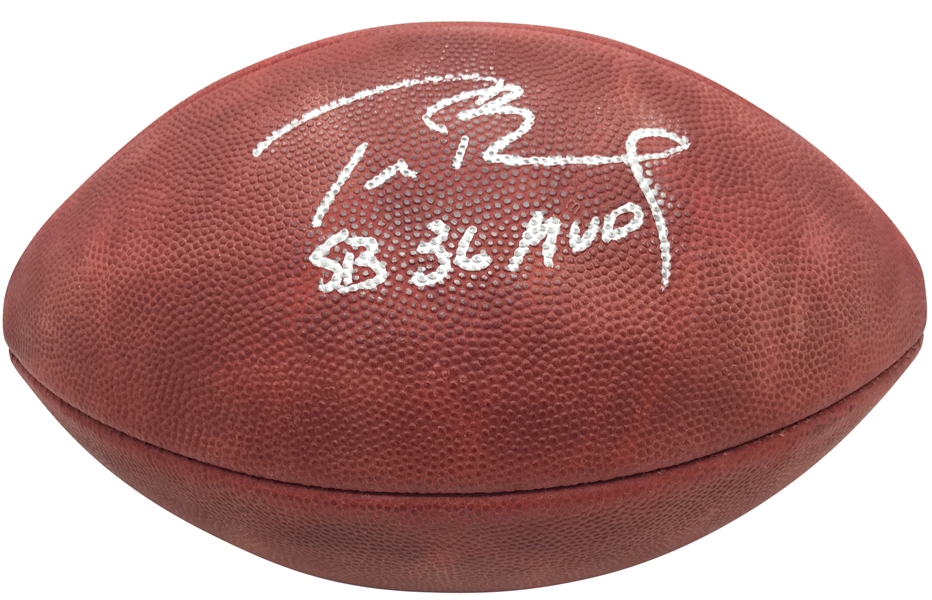 Bradys First Super Bowl: Tom Brady Rare Signed & Inscribed Official Super Bowl XXXVI NFL Football (Beckett/BAS)