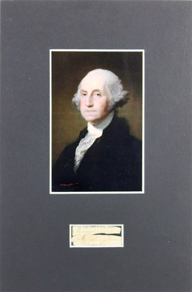 President George Washington Signed Presidential Document Clippings in Matted Display (BAS/Beckett)