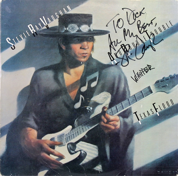 Stevie Ray Vaughan Signed "Texas Flood" Album Cover (BAS/Beckett)