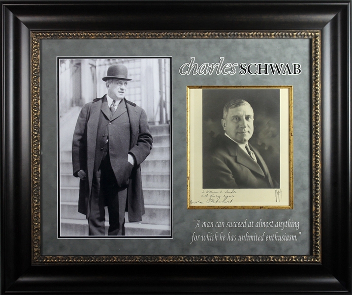 Charles M. Schwab Signed Cabinet Photograph in Custom Framed Display (BAS/Beckett)