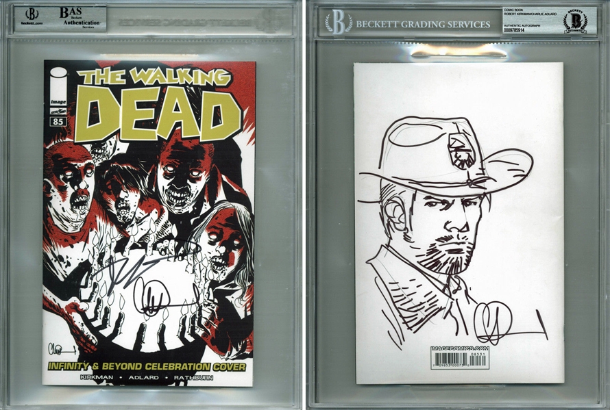 Robert Kirkman & Charlie Adlard Signed "The Walking Dead #85" Comic Book w/ Sketch (BAS/Beckett Encapsulated)