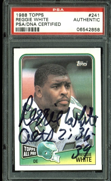 Reggie White Signed 1988 Topps #241 Card (PSA/DNA Encapsulated)