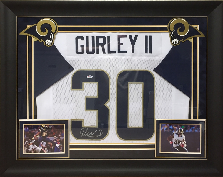 Todd Gurley Signed Rams Jersey in Custom Framed Display (PSA/DNA)
