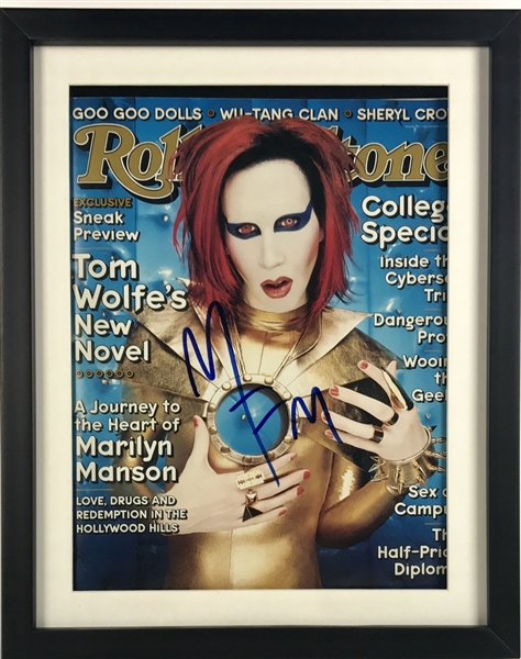 Marilyn Manson Signed October 1998 Rolling Stone Magazine in Custom Framed Display