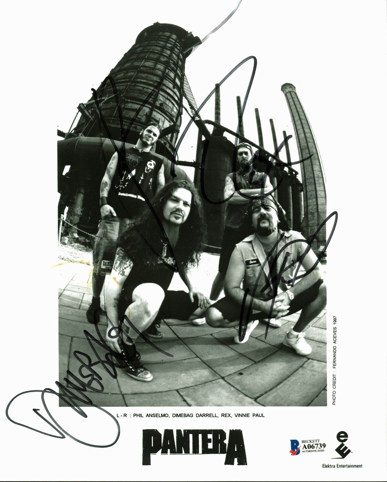 Lot Detail Pantera Rare Group Signed X Black White Promotional Photo W Dimebag