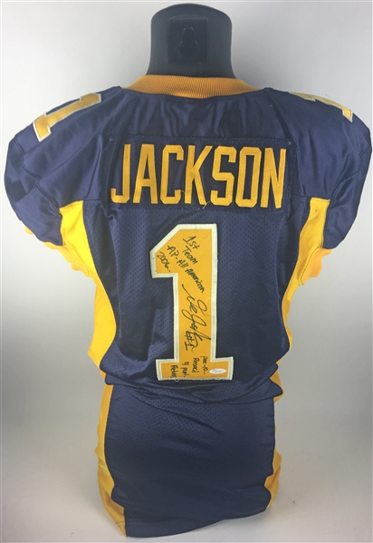 Lot Detail DeSean Jackson Game Used Worn Signed Cal Bears Jersey w Excellent Use JSA