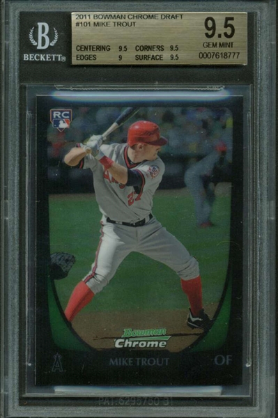 2011 Bowman Chrome Draft #101 Mike Trout Rookie Card BGS Graded GEM MINT 9.5