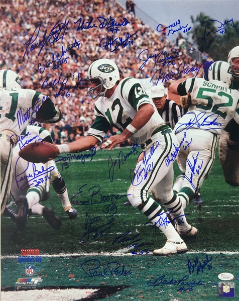 1969 Super Bowl Champion NY Jets Team-Signed 16" x 20" Color Photo w/ Namath! (JSA)