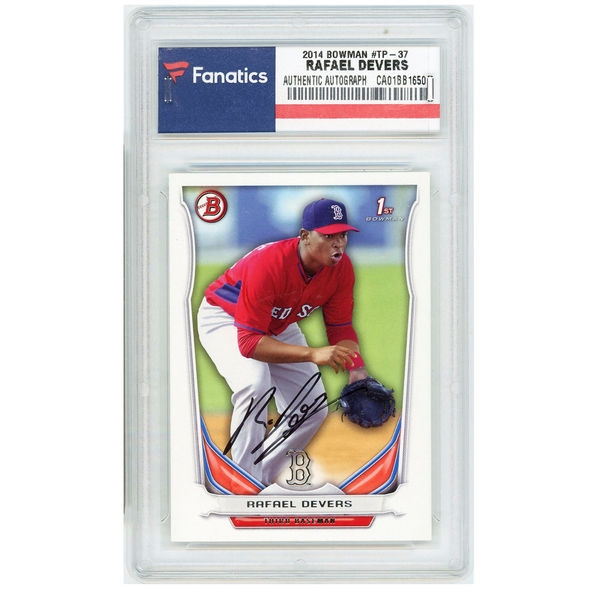 Rafael Devers Signed 2014 Bowman #TP-37 Rookie Card (Fanatics Encapsulated)