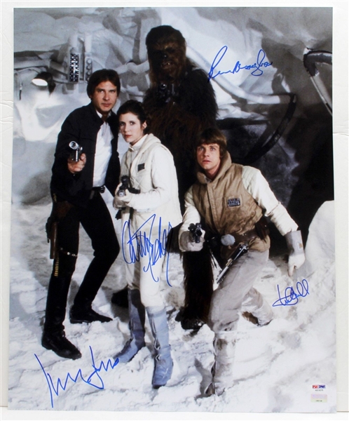 Star Wars Cast Signed 16" x 20" Photo w/ Ford, Hamill, Fisher & Mayhew (PSA/DNA)