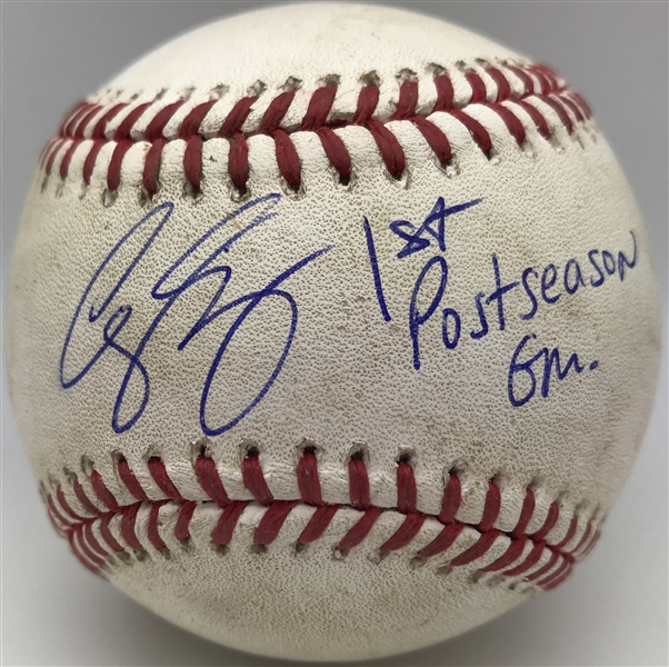 Corey Seager Signed & Game Used 1st Post-Season Game 2015 NLDS Baseball (MLB & PSA/DNA)