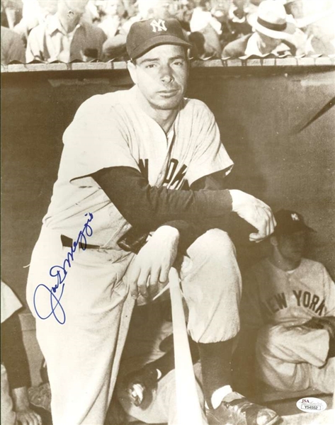 Joe DiMaggio Signed 11" x 14" Sepia Tone Yankees Batting Practice Photograph (JSA)