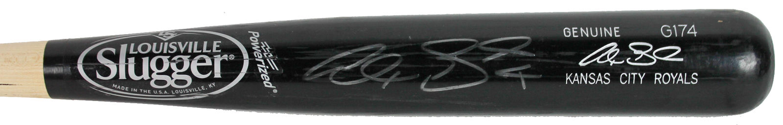 alex gordon game bat autograph