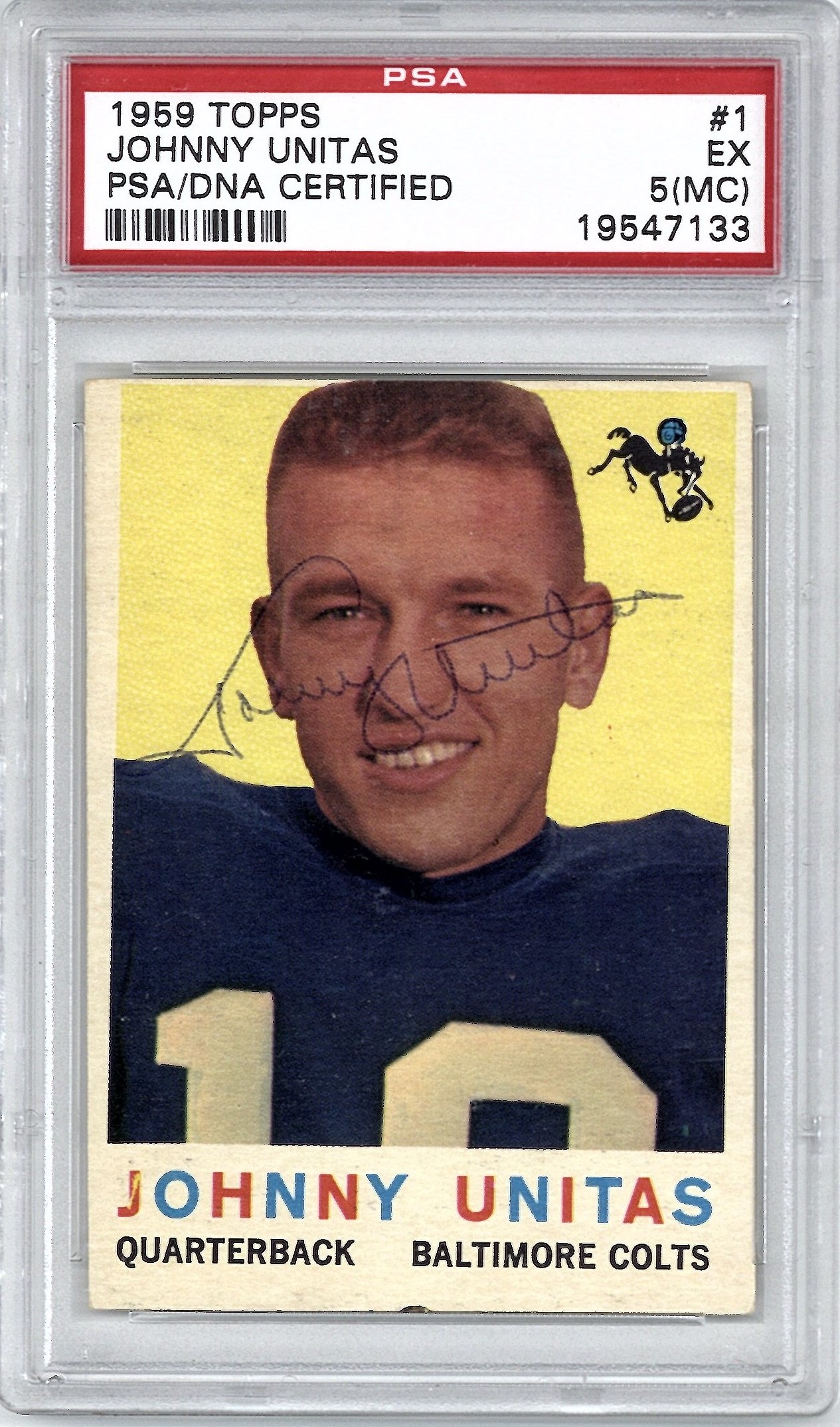 Lot Detail - Johnny Unitas Rare Signed 1959 Topps 1 Football Card PSA 5!