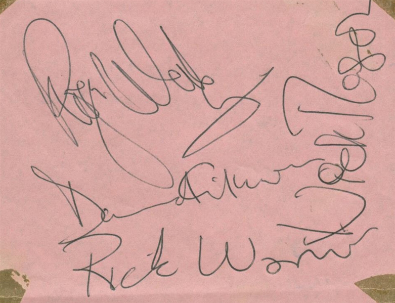 Pink Floyd ULTRA-RARE Dark Side Of The Moon-Era 4" x 5" Signed Album Page w/ All Four Members! (Beckett/BAS)