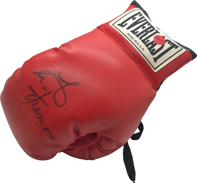 George Foreman Signed Red Leather Everlast Boxing Glove (JSA)