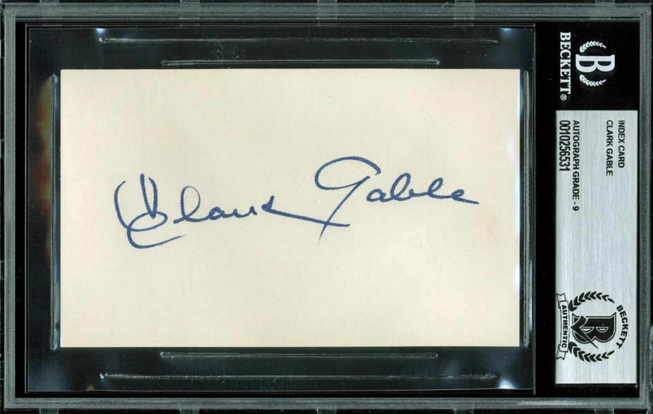 Clark Gable Signed 3" x 5" Index Card (BAS/Beckett Graded MINT 9)
