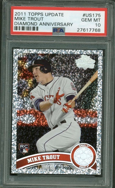 2011 Topps Update Diamond Anniversary Mike Trout Rookie Baseball Card PSA Graded GEM MINT 10!