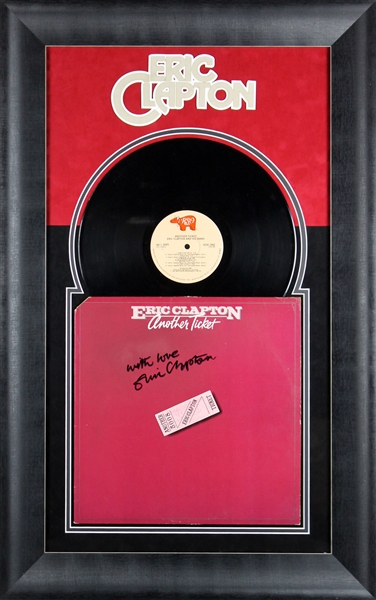 Eric Clapton Signed "Another Ticket" Record Album w/ Full Signature in Custom Framed Display (BAS/Beckett)