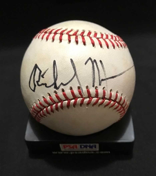 President Richard Nixon Superbly Signed ONL Baseball (PSA/DNA)