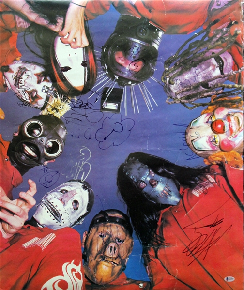 Slipknot Band Signed 24" x 28" Poster w/ 9 Signatures (BAS/Beckett)