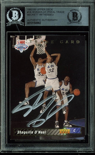 Shaquille ONeal Signed 1992-93 Upper Deck Rookie Card (Beckett/BAS Encapsulated)