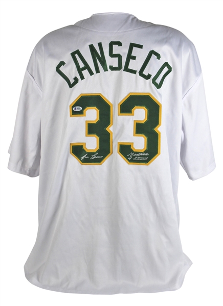 Jose Canseco Signed Oakland Athletics Jersey with "Godfather of Steroids" Inscription (BAS/Beckett)