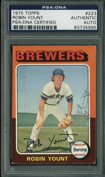 Robin Yount Signed 1975 Topps Rookie Card (PSA/DNA Encapsulated)