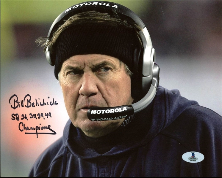 Bill Belichick Signed "SB 36, 38, 39, 49 Champions" 8" x 10" Photo (BAS/Beckett)