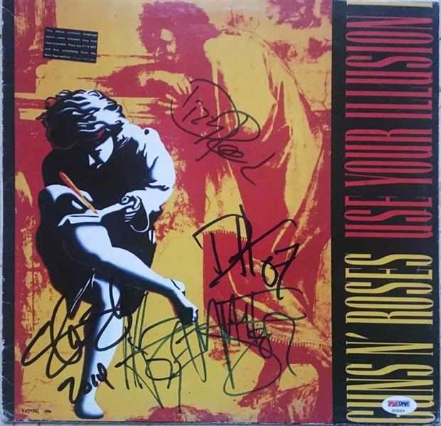 Guns N Roses Rare Group Signed "Use Your Illusions I" Record Album Cover (PSA/DNA)
