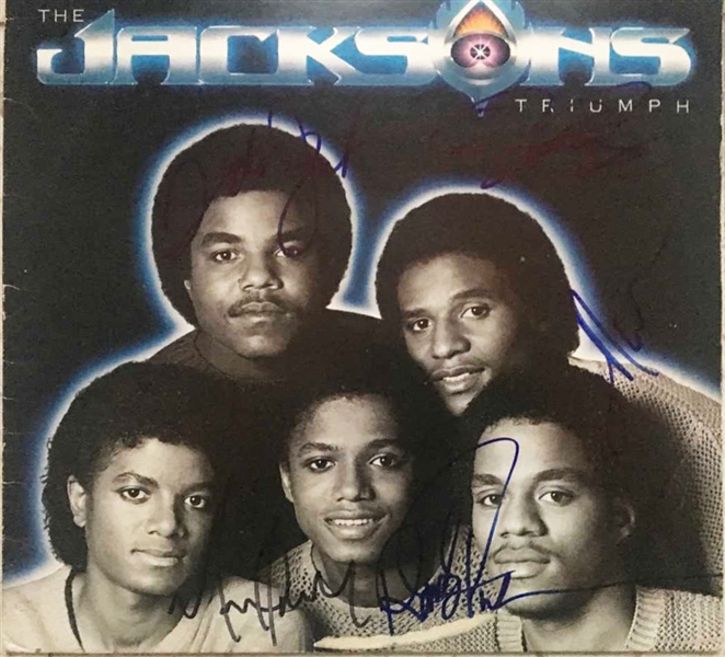 The Jacksons ULTRA-RARE Group Signed "Triumph" Album w/ All Five Members! (PSA/DNA)