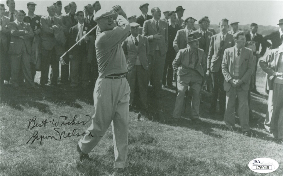 Byron Nelson Signed 8" x 10" Black & White Photograph (JSA)