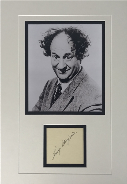 Three Stooges: Larry Fine Signed 4" x 4" Cut Signature Display (Beckett/BAS Guaranteed)