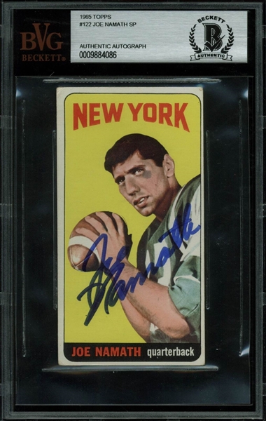 Joe Namath Ultra Rare Signed 1965 Topps Rookie Card (BAS/Beckett Encapsulated)