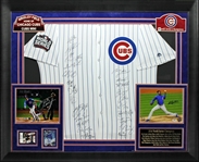 2016 W.S. Champion Chicago Cubs Team-Signed Jersey in Custom Framed Display (BAS/Beckett)