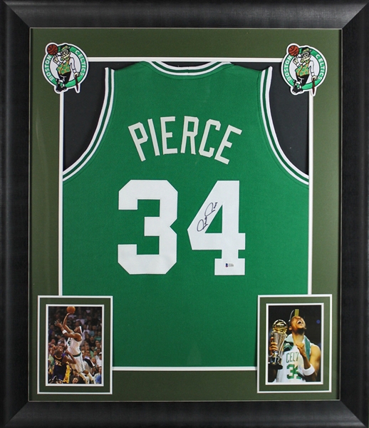 Paul Pierce Signed Celtics Jersey in Custom Framed Display (BAS/Beckett)