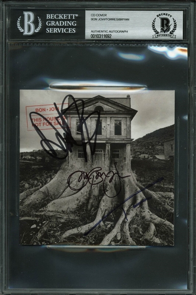 Bon Jovi Group Signed "This House is Not for Sale" CD Cover (BAS/Beckett Encapsulated)