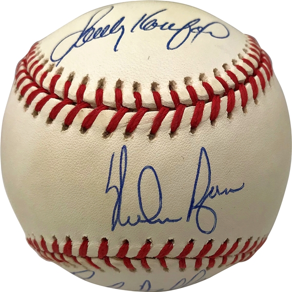 Nolan Ryan, Sandy Koufax & Bob Feller Signed OAL Baseball (Beckett/BAS)