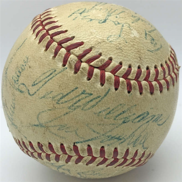 1956 AL All-Stars Multi-Signed Game Used OAL Baseball w/ Williams, Mantle, Fox, Berra & Others (PSA/DNA)