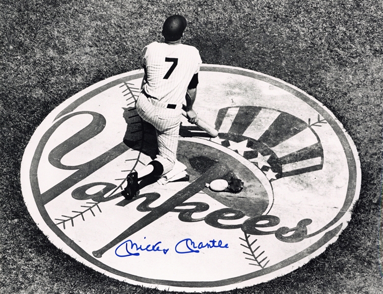 Mickey Mantle Signed 11" x 14" Yankees Batting Circle Photograph (JSA)