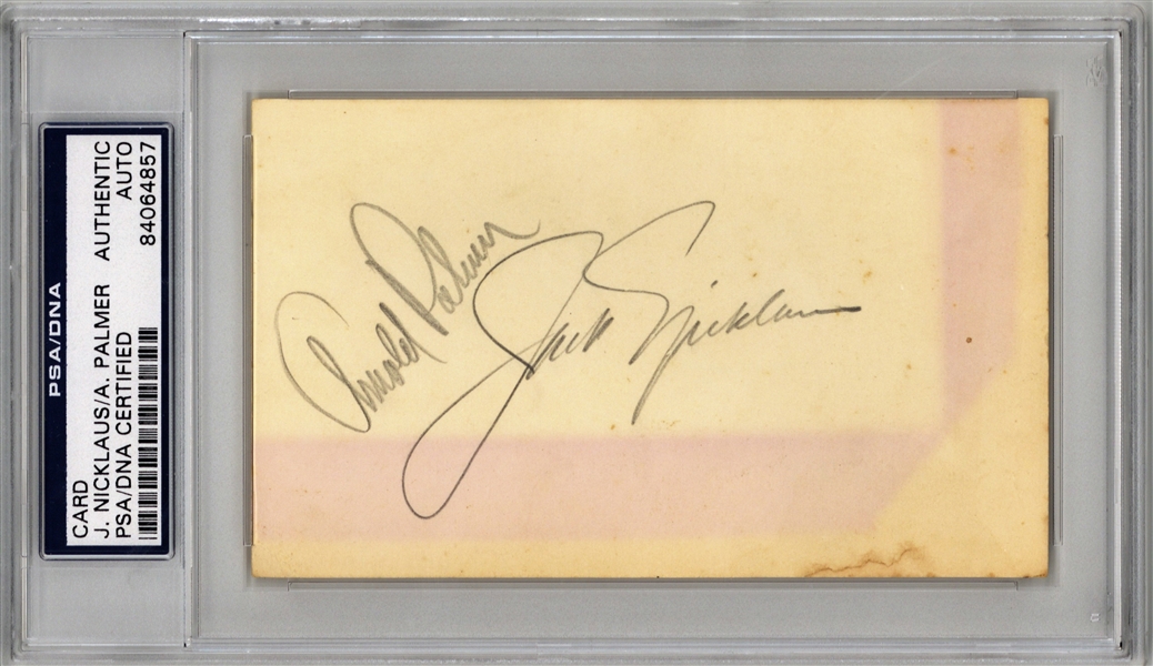 Arnold Palmer & Jack Nicklaus c. 1965 Vintage Dual Signed 3" x 5" Ticket (PSA/DNA Encapsulated)