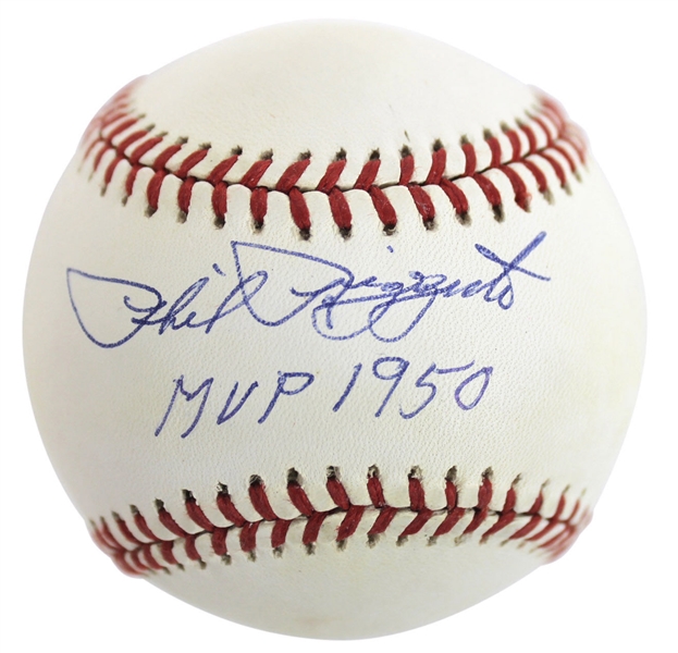 Phil Rizzuto Signed OAL Baseball w/ Rare "MVP 1950" Inscription (BAS/Beckett)