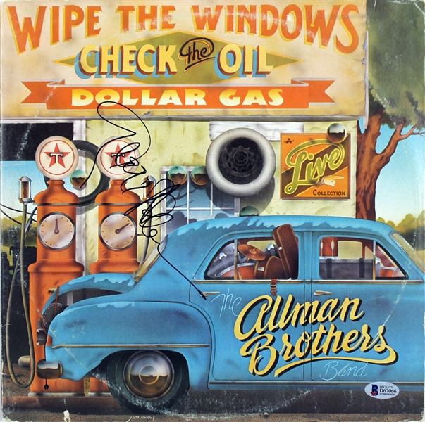 Gregg Allman Signed "Wipe the Windows, Check the Oil, Dollar Gas" Record Album Cover (BAS/Beckett)