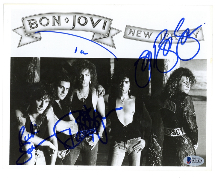 Bon Jovi Vintage Group Signed 8" x 10" Promotional "New Jersey" Photograph (Beckett/BAS)