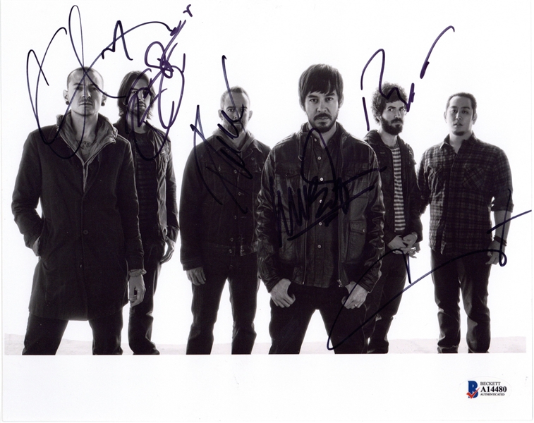 Linkin Park Vintage Group Signed 8" x 10" Promotional Photograph w/ Chester Bennington! (Beckett/BAS)